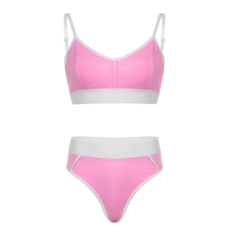 Damen Sportliches Bikini-Set mit verstellbaren Trägern und hohem Schnitt R&B