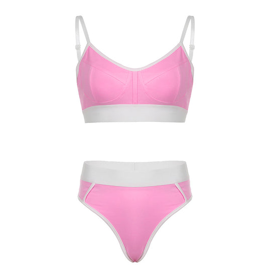 Damen Sportliches Bikini-Set mit verstellbaren Trägern und hohem Schnitt R&B