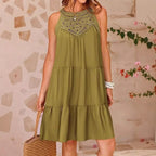Damen luftiges Sommerkleid mit detaillierter Häkelspitze R&B