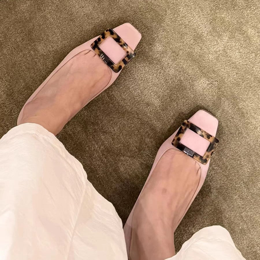 Damen Ballerinas mit quadratischem Zehenbereich und modischem Kastenschließe R&B