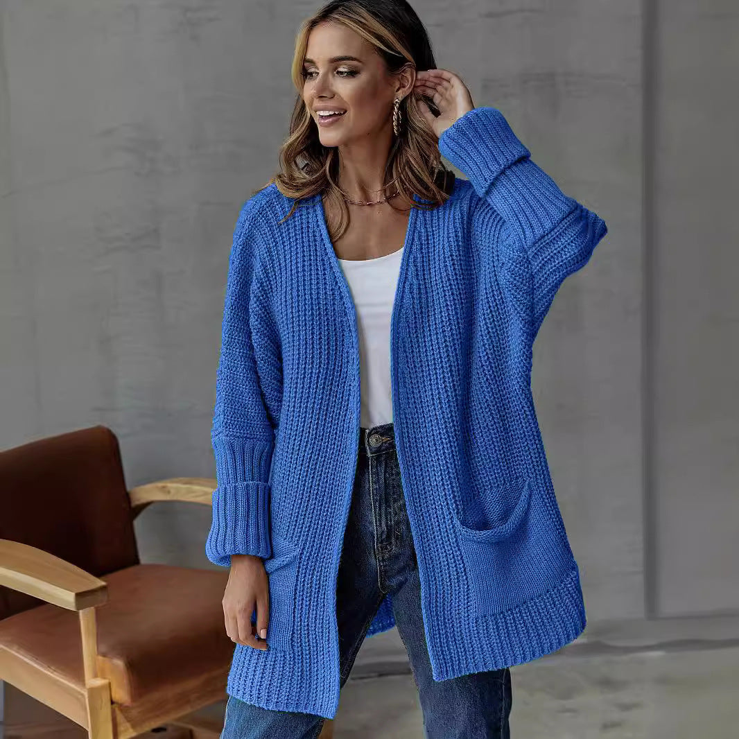 Damen Großer Strickcardigan mit definiertem Rippendesign und praktischen Taschen R&B
