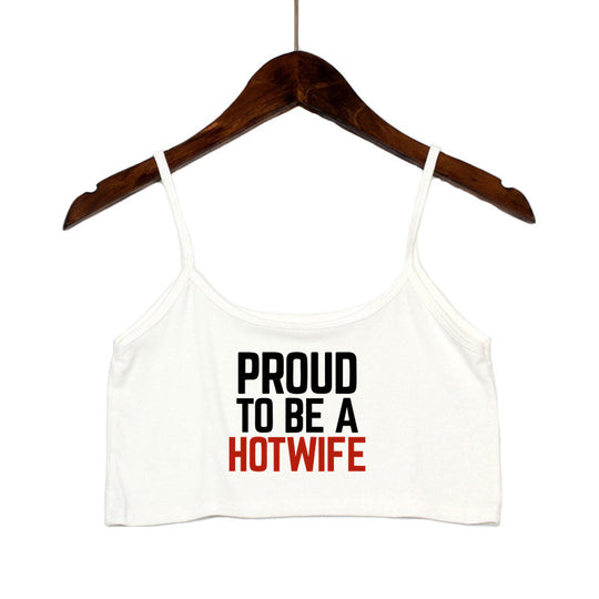 Damen Crop-Top mit modernen Schriftzügen und verstellbaren Trägern R&B