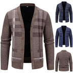 Herren Strickjacke mit modischem Karomuster und praktischen Knöpfen R&B