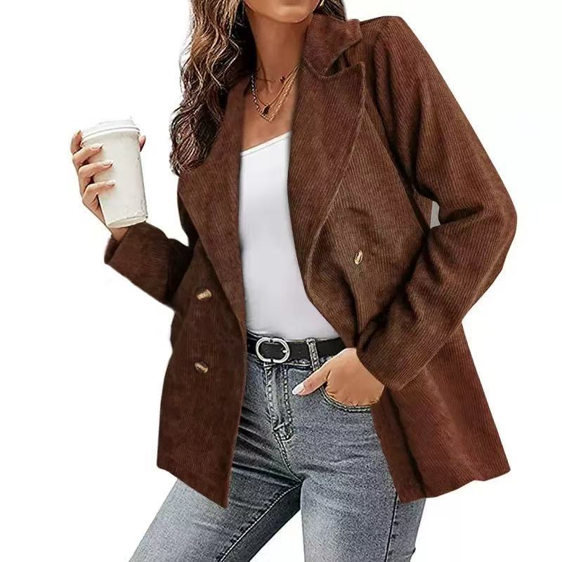 Damen Cordjacke im modernem Schnitt mit schickem Revers und zwei praktischen Taschen R&B