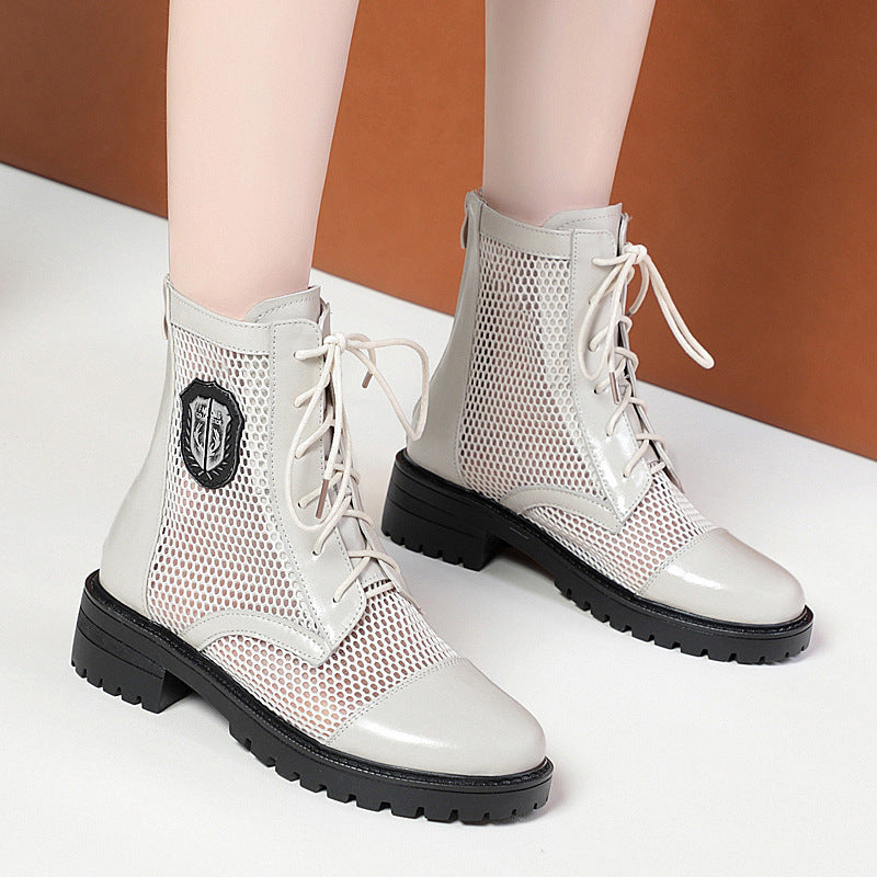 Damen Modische Stiefeletten aus atmungsaktivem Netzmaterial mit robusten Profilsohlen R&B