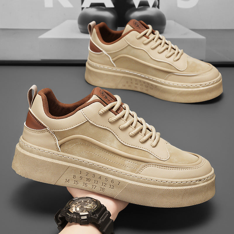 Damen modische Sneakers mit erhöhtem Plateau und robustem Leder R&B