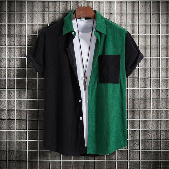 Herren Kurzarmhemd mit unterschiedlichen Texturen und modernem Design R&B
