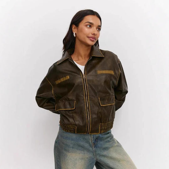 Damen modische jacke mit praktischen Taschen und elastischem Saum R&B