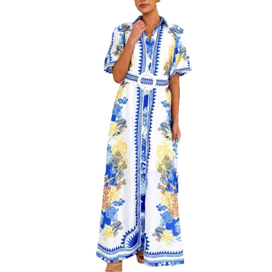 Damen Elegantes Maxikleid mit floralem Design und geschlitztem Saum R&B