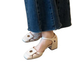 Damen Elegante Riemchen-Pumps mit quadratischer Zehenpartie und dekorativem Detail R&B