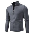 Herren modische Strickjacke mit hohem Kragen und funktionellem Reißverschluss R&B
