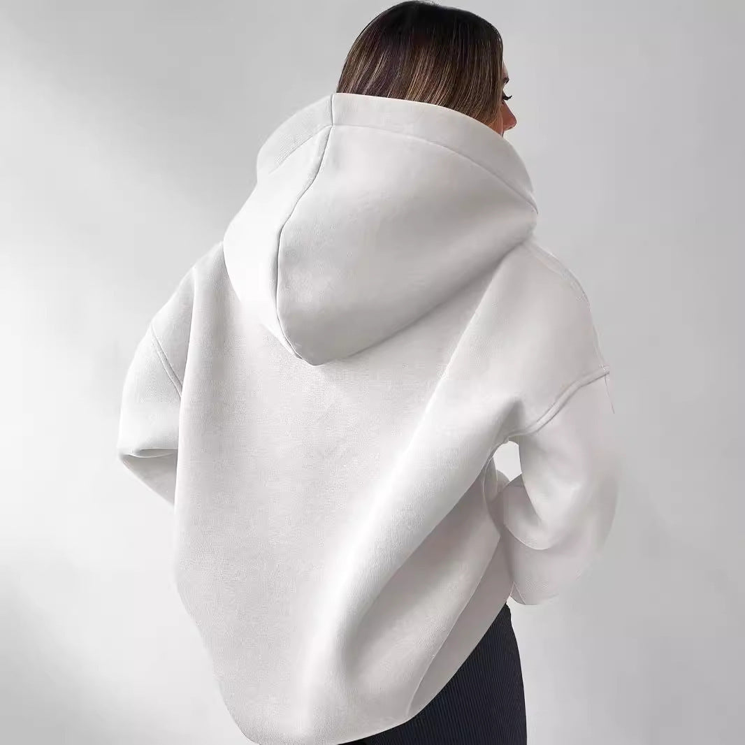 Damen Oversized Hoodie mit kurzem Kragen und praktischen Seitentaschen R&B