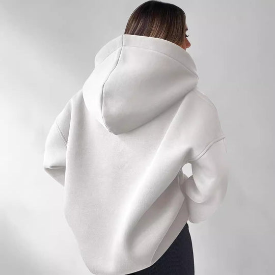 Damen Oversized Hoodie mit kurzem Kragen und praktischen Seitentaschen R&B