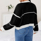 Damen Grobstrickjacke mit Farbkontrast und lässigem Schnitt R&B