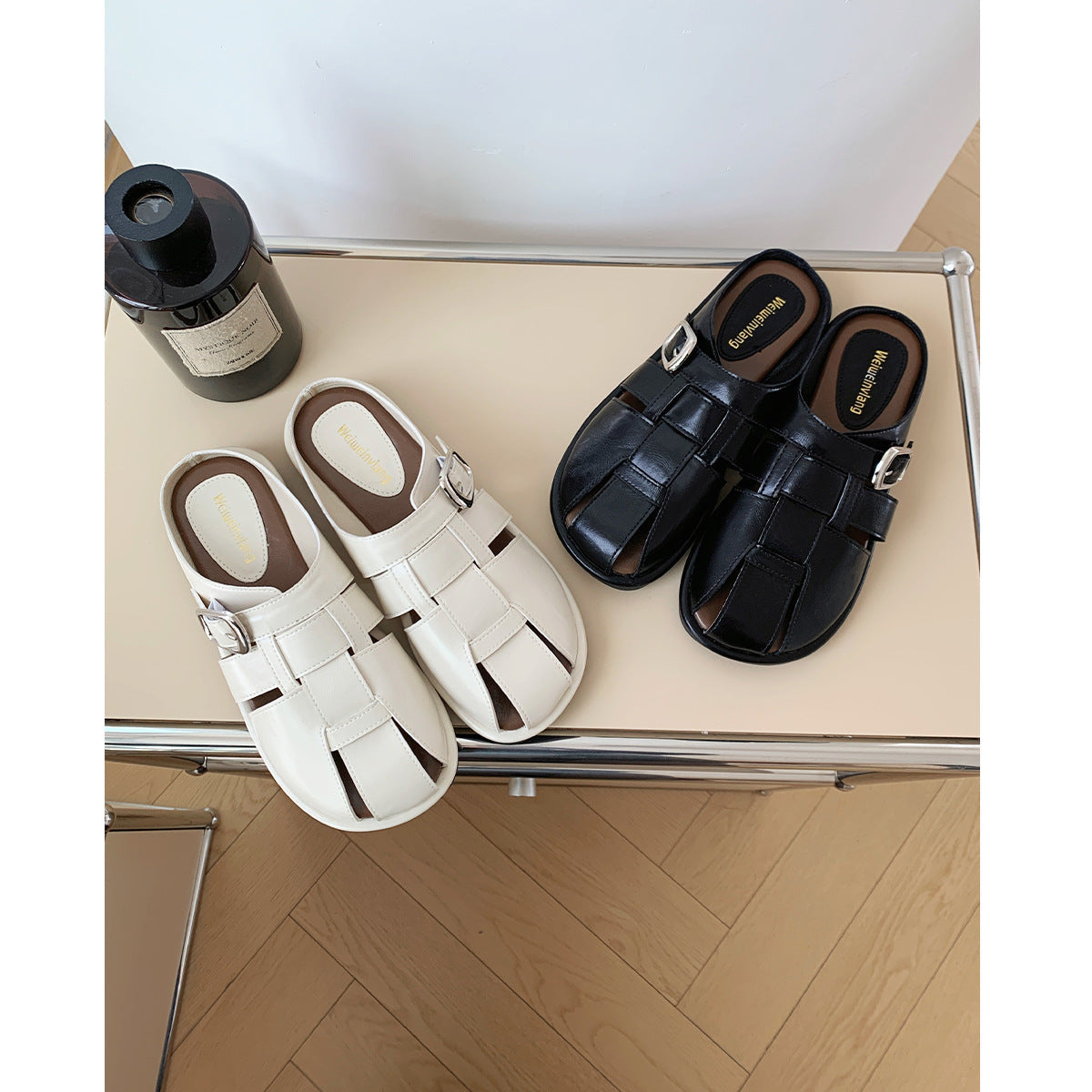 Damen elegante offene Clogs mit modischem Schnallen-Design