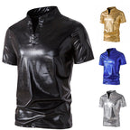 Herren Hochglänzendes Poloshirt mit modernem Stehkragen