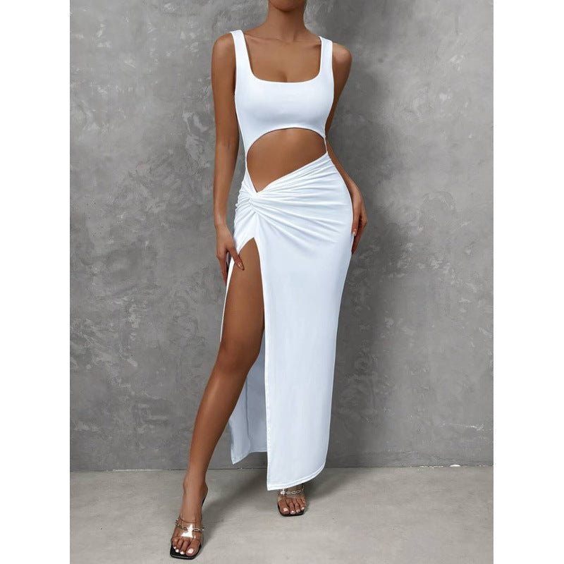 Damen Cut-Out Maxikleid mit seitlichem Schlitz und hochwertigem Material R&B