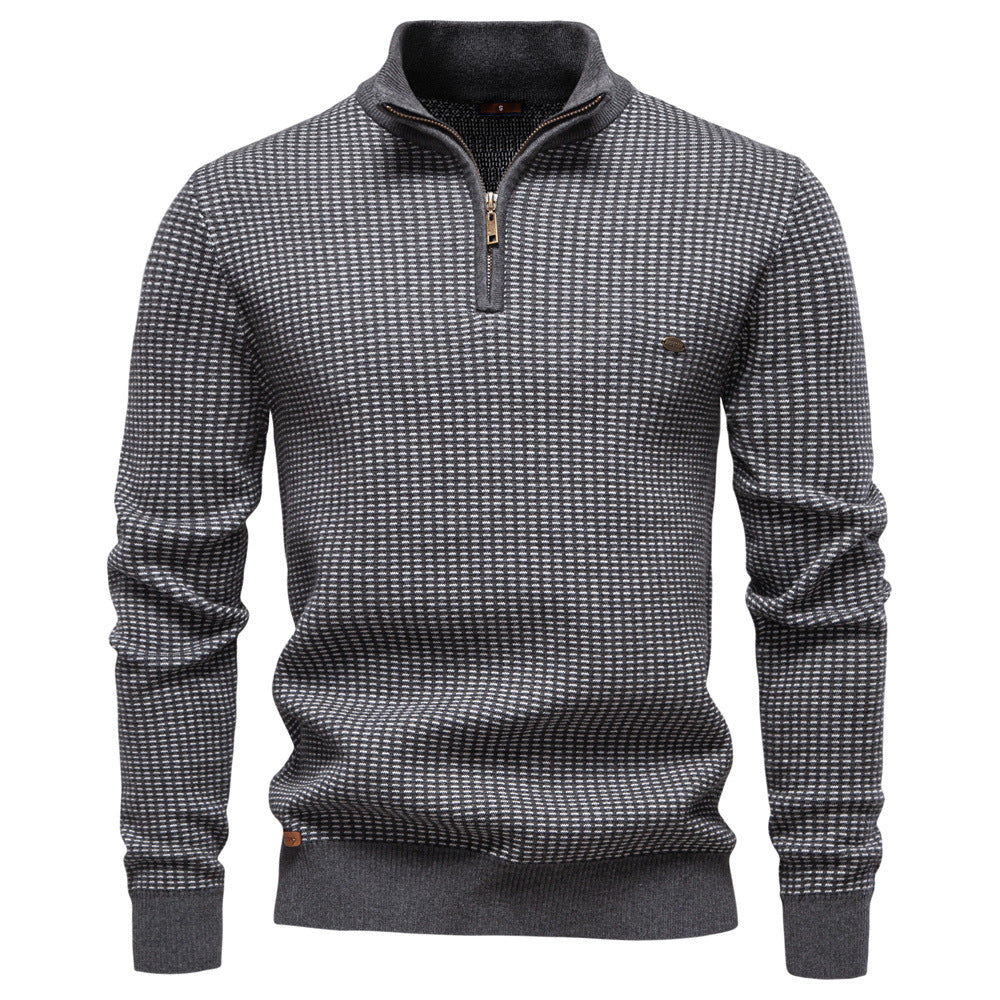 Herren Strickpullover mit modernem Zipper und strukturiertem Design