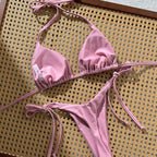 Damen Triangel-Bikini mit raffinierten Lochmuster-Details R&B