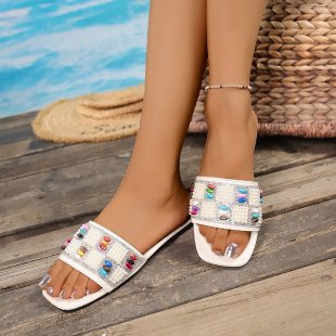 Damen Freizeit-Sandalen mit funkelnden Schmucksteinen R&B