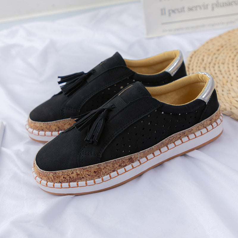 Damen sportliche Freizeitschuhe mit atmungsaktivem Obermaterial und Korksohle R&B