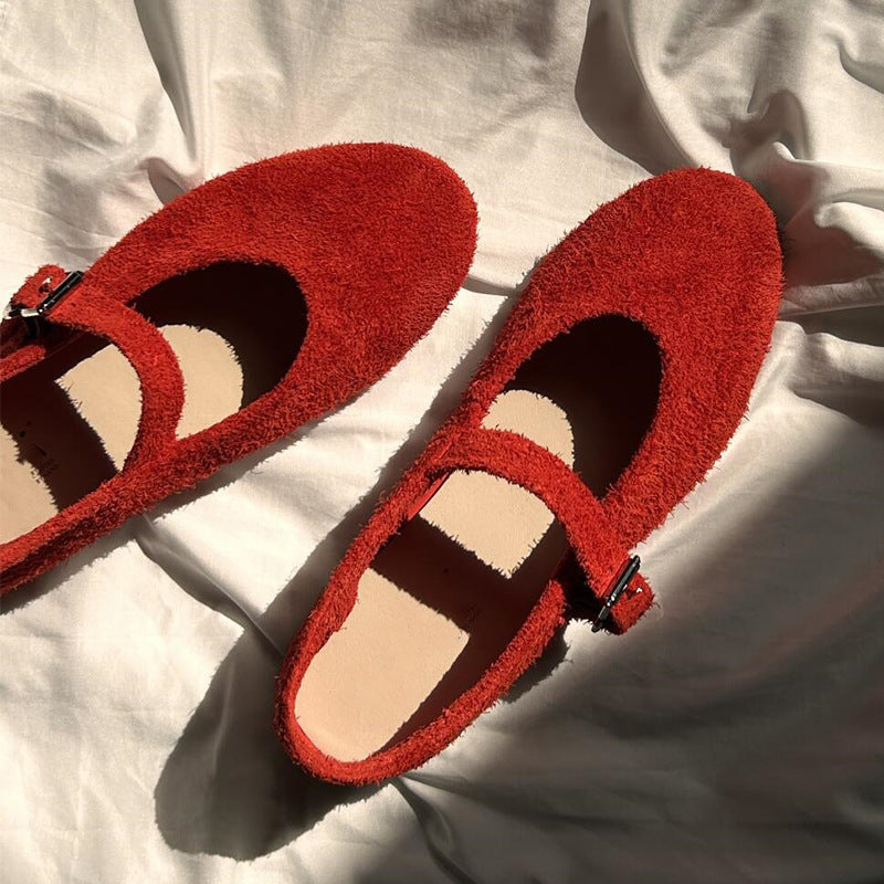 Damen Ballerina-Schuhe mit schickem Riemen und weichem Obermaterial