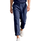 Herren nan strandtaugliche Leinenmisch-Loungehose mit elastischem Tunnelzug, dezenter Bundfalte und umgeschlagenem Knöchelabschluss R&B