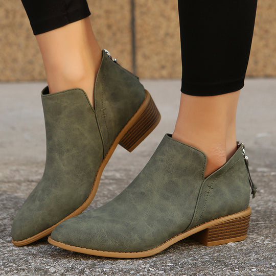 Damen nan spitz zulaufende Schlupf-Ankleboots mit kleinem Blockabsatz und ergonomischem Komfortfußbett R&B