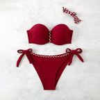 Damen Bandeau-Bikini mit verstellbaren Trägern und raffinierter Raffung R&B