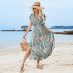 Damen Maxi-Kleid mit voluminösen Ärmeln und Paisley-Muster R&B