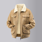 Herren kuschelige Teddy-Fleecejacke mit praktischen Brusttaschen und elastischen Bündchen R&B