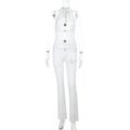 Damen Jumpsuit mit elegantem Spitzendetail und tiefem V-Ausschnitt R&B