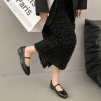 Damen Ballerina mit verstellbarem Riemchen und modischem Glanz