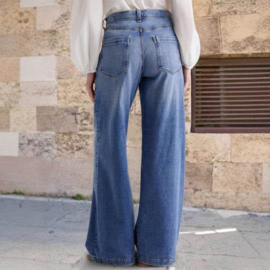 Damen Weit geschnittene Jeanshose im eleganten Stil R&B