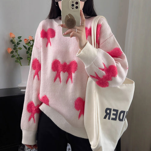 Damen Kuscheliger Strickpullover mit verspieltem Schleifenmotiv R&B