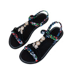 Damen dekorative Riemchensandalen mit floralem Design R&B