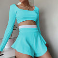 Damen Sportliches Crop-Top und Shorts Set R&B