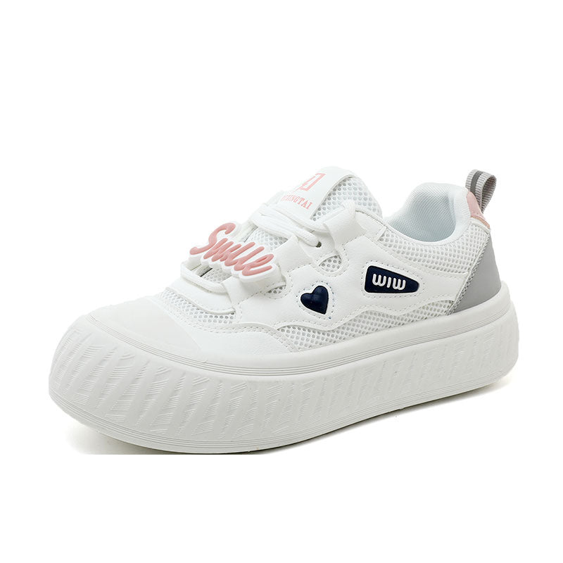 Damen Trendige Plateau-Sneaker mit buntem Schriftzug R&B