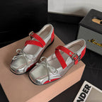 Damen Ballerinas mit stylischem Riemchen und elegantem Metallic-Design R&B