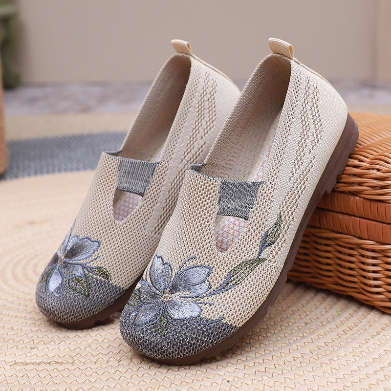 Damen Bequeme und stilvolle Slip-On Freizeitschuhe mit floralem Design R&B