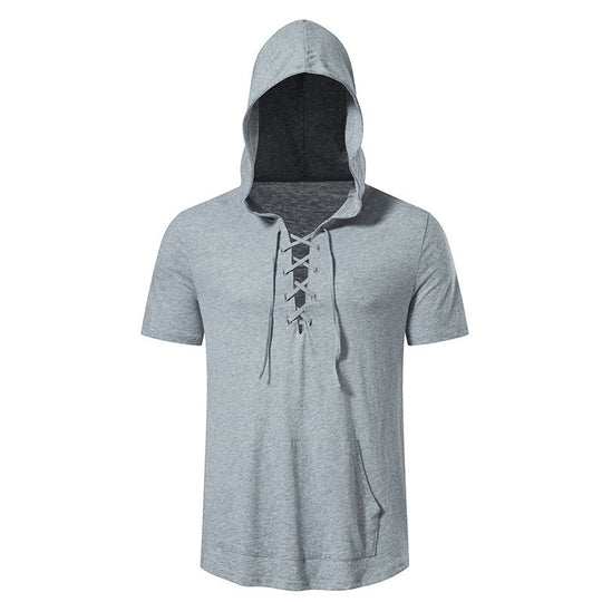 Herren Kapuzen-T-Shirt mit kreativem Schnürdesign R&B
