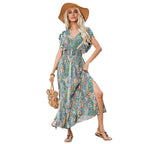 Damen Maxi-Kleid mit voluminösen Ärmeln und Paisley-Muster R&B