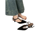 Damen spitze Slingback Ballerinas aus weichem Veloursleder R&B