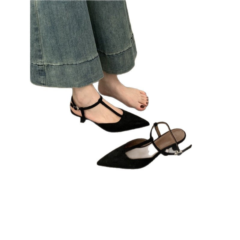 Damen spitze Slingback Ballerinas aus weichem Veloursleder R&B