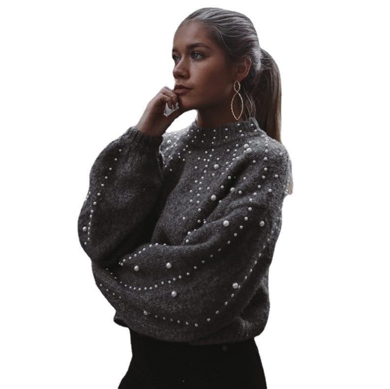 Damen modischer Pullover mit schimmernden Akzenten und lässigem Schnitt R&B