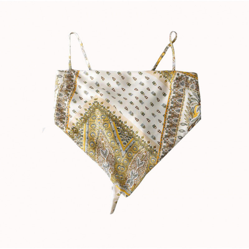 Femme Artistic Bandana Stil Crop Top R&B