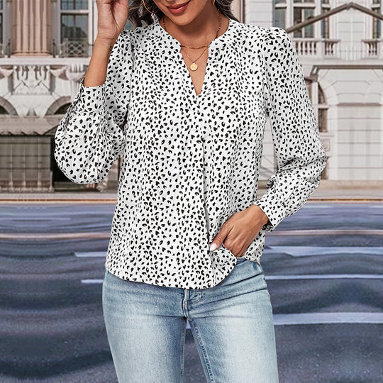 Damen Chiffonbluse mit trendigem Punktmuster und lässigem Schnitt R&B