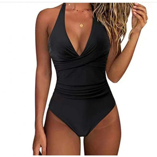 Damen Badeanzug mit raffiniertem Wickel-Design und floralem Muster R&B