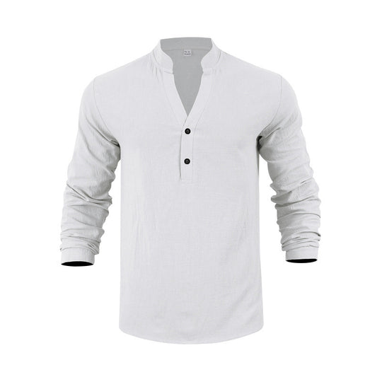 Herren Langarmshirt mit modischem Stehkragen und eleganten Knopfdetails R&B
