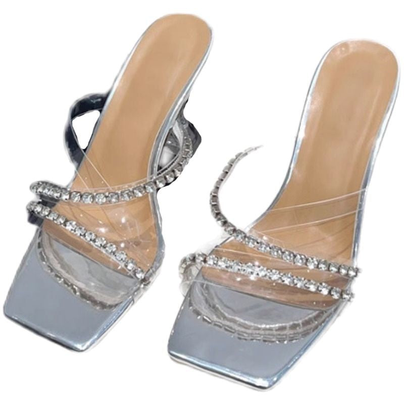 Damen Glamouröse transparente Slipper R&B